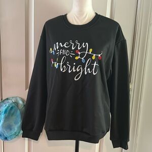 Womens Christmas Sweater Merry and bright sz L NWOT